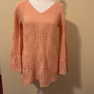 Elegant Coral V-Neck Women's Sweater